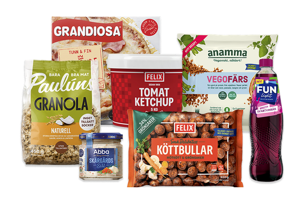 Ett urplock av produkter från Orkla Foods Sverige.